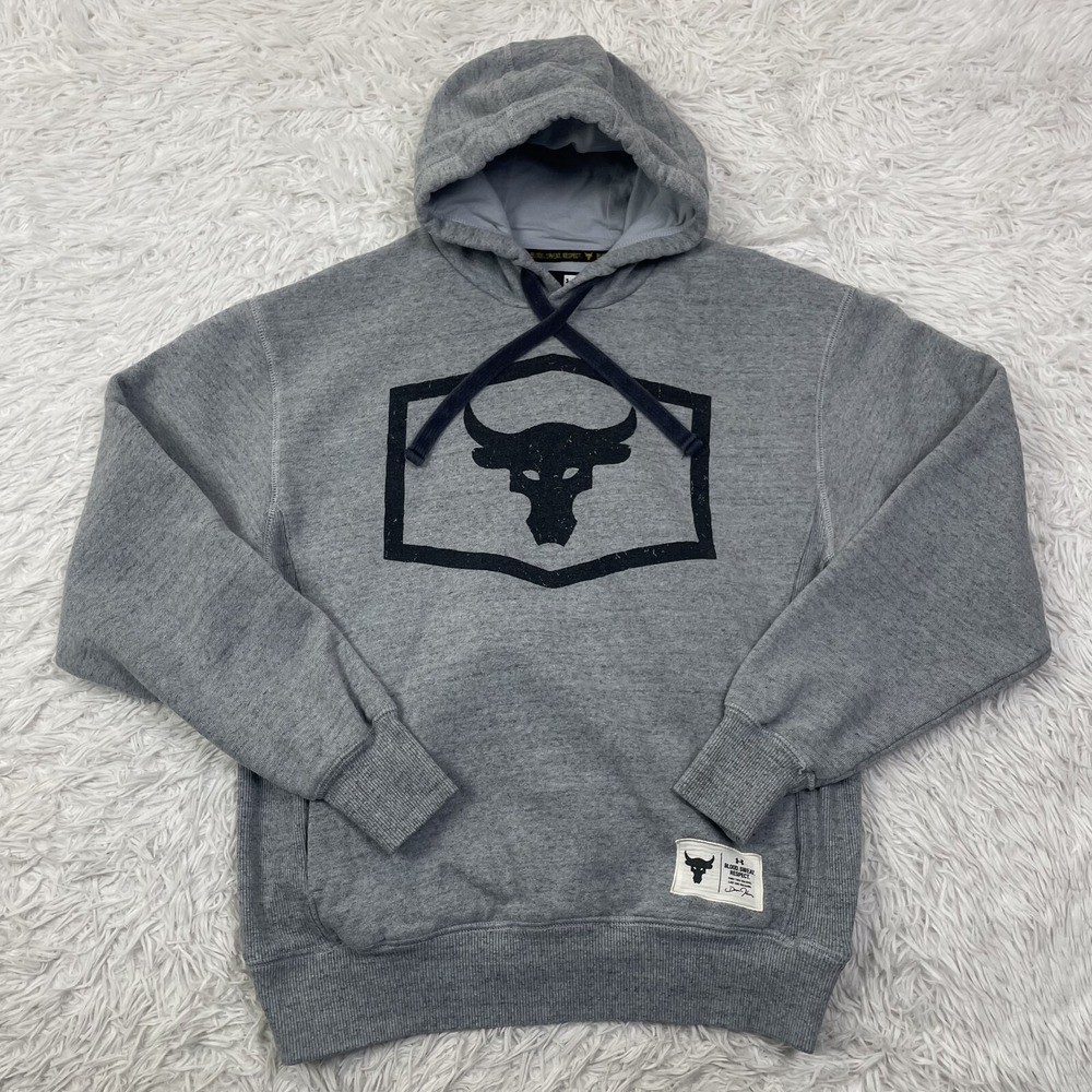 Under Armour Sweater Mens Small Gray Project Rock‎ Pullover Warm Up Hoodie Men S